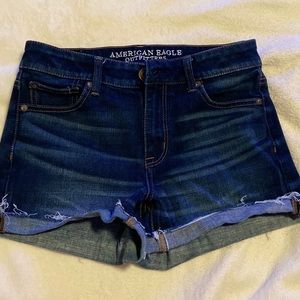 American Eagle High Rise Dark Blue Jean Shorts